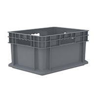 15-3/4 Inch (in) Outside Length (L), 11-3/4 Inch (in) Outside Width (W) and 8-1/4 Inch (in) Outside Height (H) Solid Side and Base Straight Wall Industrial Reusable Container