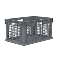 23-3/4 Inch (in) Outside Length (L), 15-3/4 Inch (in) Outside Width (W) and 12-1/4 Inch (in) Outside Height (H) Straight Wall Industrial Reusable Container