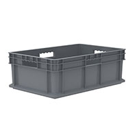 23-3/4 Inch (in) Outside Length (L), 15-3/4 Inch (in) Outside Width (W) and 8-1/4 Inch (in) Outside Height (H) Solid Side and Base Straight Wall Industrial Reusable Container