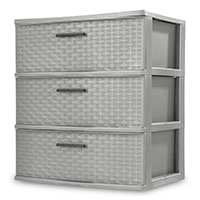 3 Drawer Wide Weave Tower (Cement) 3 Drawer Wide Weave Tower (Cement)