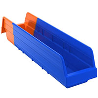 Indicator® 17-7/8 Inch (in) Outside Length (L) and  4-1/8 Inch (in) Outside Width (W) Blue/Orange Two-Tone Inventory Control Bin - 2