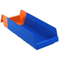 Indicator® 17-7/8 Inch (in) Outside Length (L) and  6-5/8 Inch (in) Outside Width (W) Blue/Orange Two-Tone Inventory Control Bin