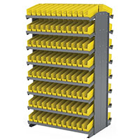 12 Inch (in) Depth Double-Sided Pick Rack with Yellow Shelf Bins (APRD110Y)