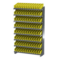 12 Inch (in) Depth Single-Sided Pick Rack with Yellow Shelf Bins (APRS110Y)