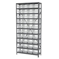 12 Inch (in) Shelf Depth Steel ShelfMax Steel Shelving with 30080 Bins - 2