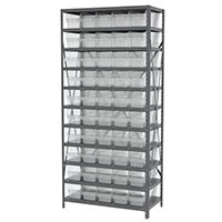 18 Inch (in) Shelf Depth Steel ShelfMax Steel Shelving with 30098 Bins