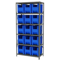 18 Inch (in) Shelf Depth Stak-N-Store Steel Shelving with 13014 Bins - 2