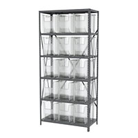 18 Inch (in) Shelf Depth Stak-N-Store Steel Shelving with 13014 Bins - 3