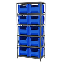 18 Inch (in) Shelf Depth Stak-N-Store Steel Shelving with 13018 Bins