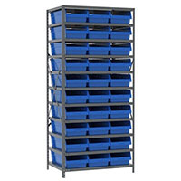 24 Inch (in) Shelf Depth Steel ShelfMax Steel Shelving with 30014 Bins