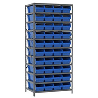 24 Inch (in) Shelf Depth Steel ShelfMax Steel Shelving with 30084 Bins