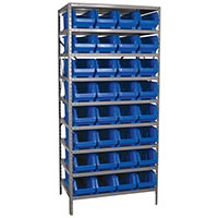 24 Inch (in) Shelf Depth Super-Size AkroBin Steel Shelving with 30284 Bins