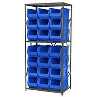 24 Inch (in) Shelf Depth Super-Size AkroBin Steel Shelving with 30287 Bins - 2