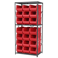24 Inch (in) Shelf Depth Super-Size AkroBin Steel Shelving with 30287 Bins - 3
