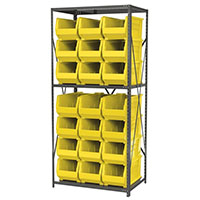 24 Inch (in) Shelf Depth Super-Size AkroBin Steel Shelving with 30287 Bins