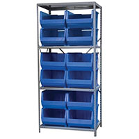 24 Inch (in) Shelf Depth Super-Size AkroBin Steel Shelving with 30288 Bins - 2
