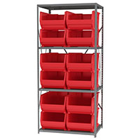 24 Inch (in) Shelf Depth Super-Size AkroBin Steel Shelving with 30288 Bins