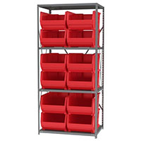 24 Inch (in) Shelf Depth Super-Size AkroBin Steel Shelving with 30288 Bins - 3