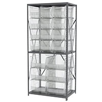 24 Inch (in) Shelf Depth Super-Size AkroBin Steel Shelving with 30287/30288 Bins