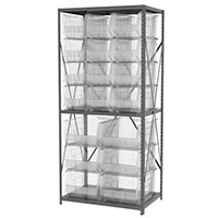 24 Inch (in) Shelf Depth Super-Size AkroBin Steel Shelving with 30287/30288 Bins - 3