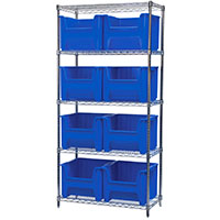 74 Inch (in) Shelf Height Wire Shelving with 13018 Bin