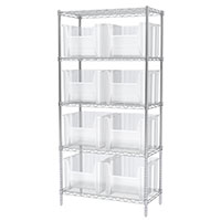 74 Inch (in) Shelf Height Wire Shelving with 13018 Bin - 2