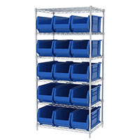 74 Inch (in) Shelf Height Wire Shelving with 30287 Bin