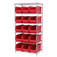 74 Inch (in) Shelf Height Wire Shelving with 30287 Bin - 3