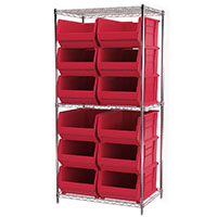 74 Inch (in) Shelf Height Wire Shelving with 30288 Bin - 3