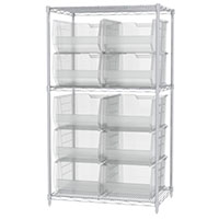 63 Inch (in) Shelf Height Wire Shelving with 30288 Bin - 2