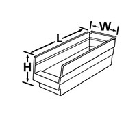 2 Inch (in) Outside Length (L) and 3-1/4 Inch (in) Outside Width (W) Bin Cup