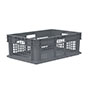 23-3/4 Inch (in) Outside Length (L), 15-3/4 Inch (in) Outside Width (W) and 8-1/4 Inch (in) Outside Height (H) Mesh Side/Solid Base Straight Wall Industrial Reusable Container