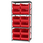 24 Inch (in) Shelf Depth Super-Size AkroBin Steel Shelving with 30288 Bins